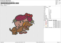 Little Miss N Dog Embroidery File 6 size