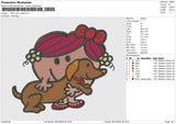 Little Miss N Dog Embroidery File 6 size