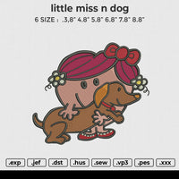 Little Miss N Dog Embroidery File 6 size