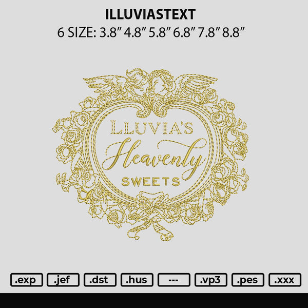 Illuviastext Embroidery File 6 sizes