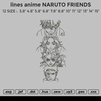 Lines Anime NARUTO FRIENDS Embroidery
