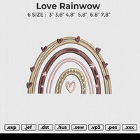 Love Rainwow Embroidery File 6 size