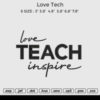 Love tech Embroidery File 6 size