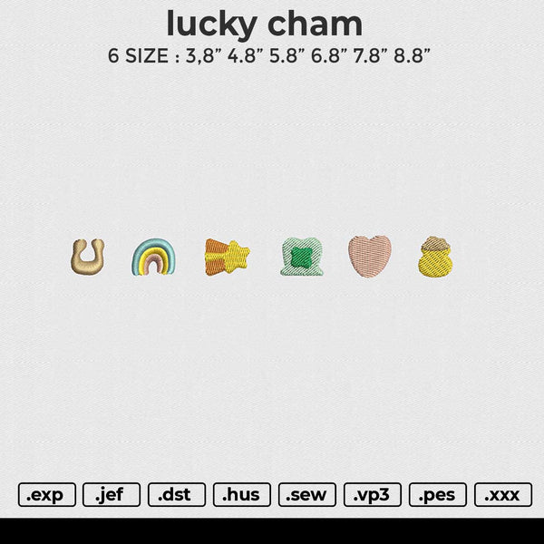 lucky cham Embroidery File 6 size