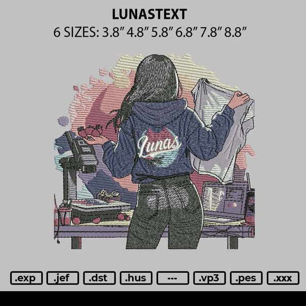 Lunastext Embroidery File 6 sizes