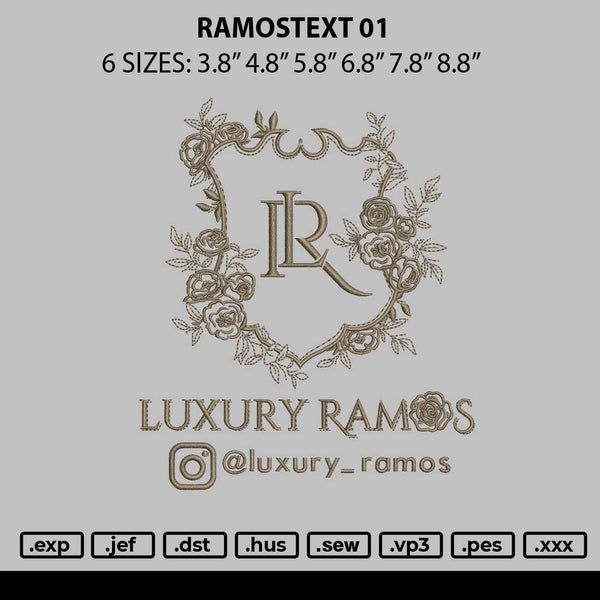 Ramostext 01 Embroidery File 6 sizes