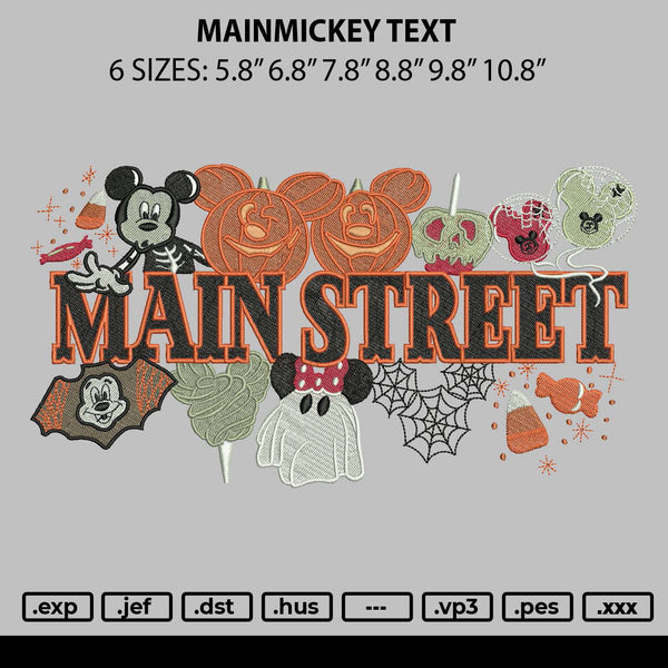 Mainmickey Text Embroidery File 6 sizes