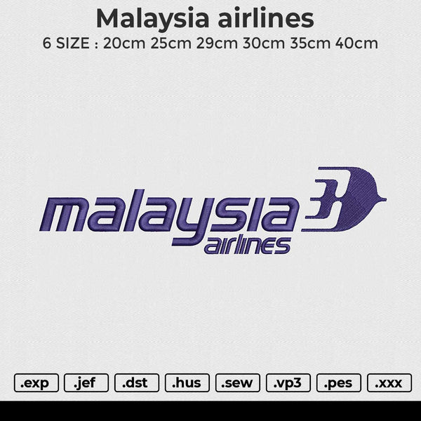 Malaysia Airlines Embroidery File 6 size