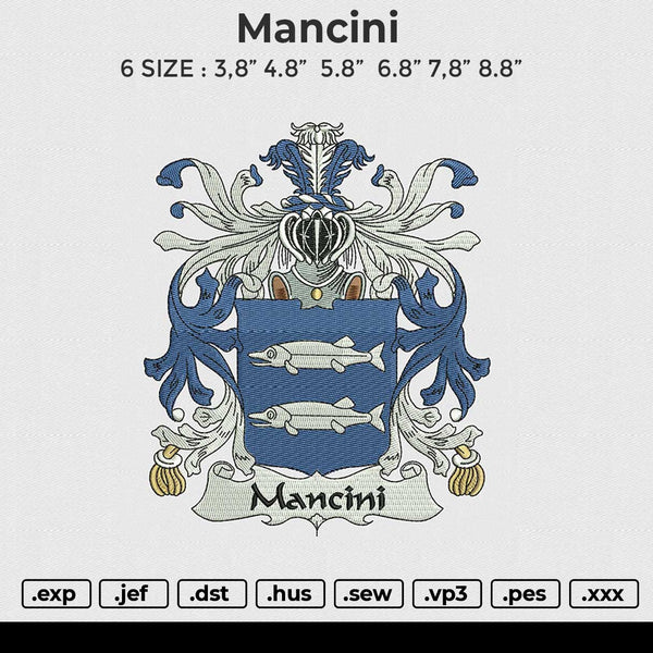 Mancini Embroidery File 6 size