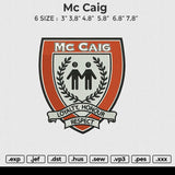 Mc Caig Embroidery File 6 size