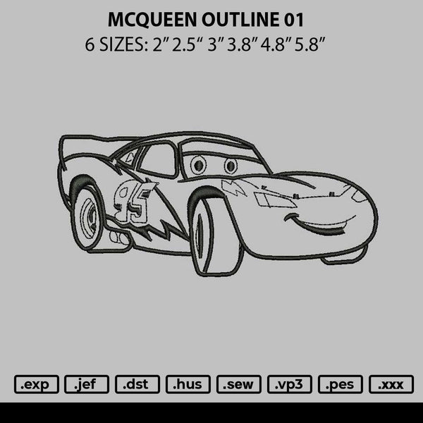 Mcqueen Outline 01 Embroidery File 6 sizes