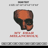 Dear Text Embroidery File 6 sizes