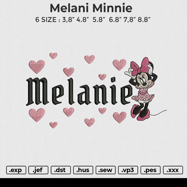Melani Minnie Embroidery File 6 size