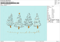 Merry & Bright tree Embroidery File 6 size