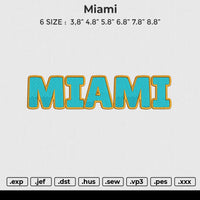 Miami Embroidery File 6 size