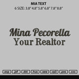 Mia Text Embroidery File 6 sizes