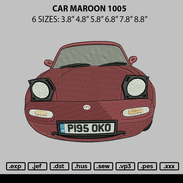 Car Maroon 1105 Embroidery File 6 sizes