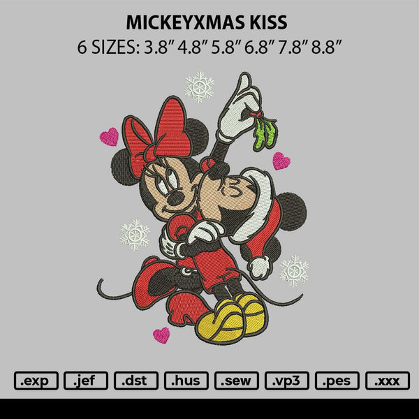 Mickeyxmas Kiss Embroidery File 6 sizes