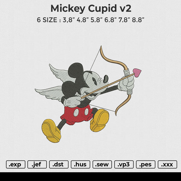 Mickey cupid v2 Embroidery File 6 size