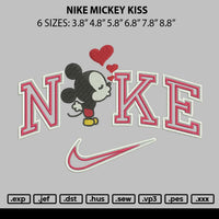 Nike Mickey Kiss Embroidery File 6 sizes