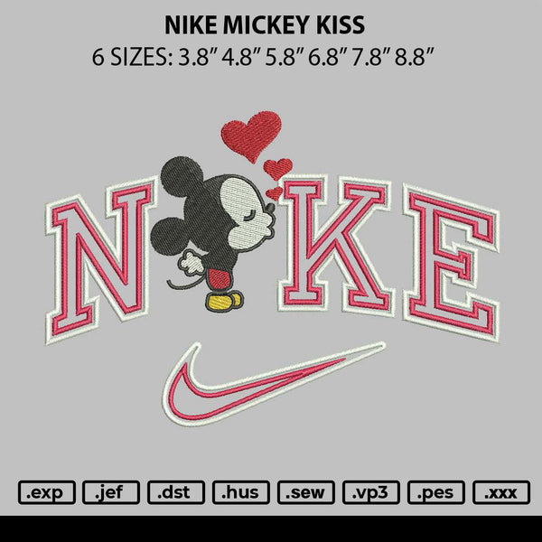 Nike Mickey Kiss Embroidery File 6 sizes