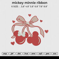 mickey minnie ribbon Embroidery File 6 size