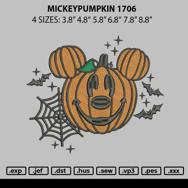 Mickeypumpkin 1706 Embroidery File 6 sizes