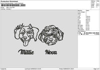 Dogs Head Millienova Embroidery File 6 sizes