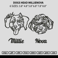 Dogs Head Millienova Embroidery File 6 sizes