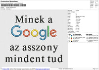 Mineka Google Embroidery File 6 size