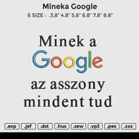 Mineka Google Embroidery File 6 size