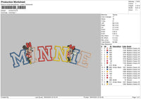 Minnietext Color Embroidery File 6 sizes