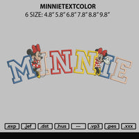 Minnietext Color Embroidery File 6 sizes