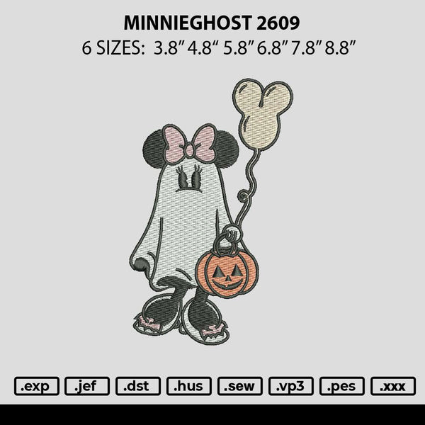 Minnieghost 2609 Embroidery File 6 sizes