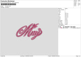 Mny02 Embroidery File 6 sizes