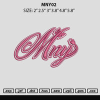 Mny02 Embroidery File 6 sizes