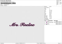 Mrs fineline Embroidery File 6 size