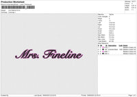 Mrs fineline Embroidery File 6 size