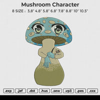 Mushroom Character Embroidery File 6 size