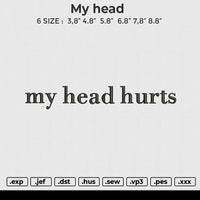 My head Embroidery File 6 size