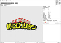 my hero academia Embroidery File 6 size