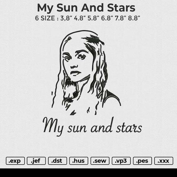 My Sun And Stars Embroidery File 6 size