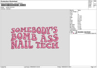 Somebody Bomb Embroidery File 6 sizes