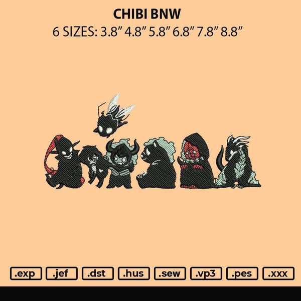 Chibi Bnw Embroidery File 6 sizes