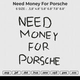 Need money for porsche Embroidery File 6 size