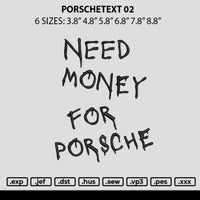 Porschetext 02 Embroidery File 6 sizes