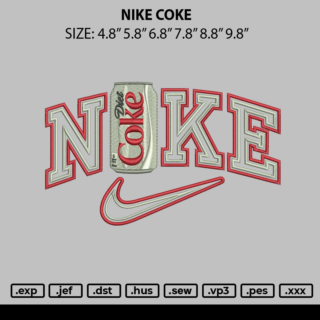 Nike Coke Embroidery File 6 sizes – embrostudio