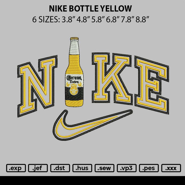 Nike Bottle Yellow Embroidery File 6 sizes