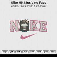 Nike HK Music no face Embroidery File 6 size