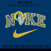 Nike Goat 02 Embroidery File 6 sizes